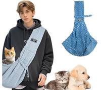 Sac de transport portable de grande capacité avec sac de rangement, sac à bandoulière pour chat et chien, convient pour les chiots de 0 à 7,3 kg, petits chiens et chats (denim)