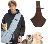 Sac de transport portable de grande capacité avec sac de rangement, sac à bandoulière pour chat et chien, convient pour les chiots de 0 à 7,3 kg, petits chiens et chats (café)