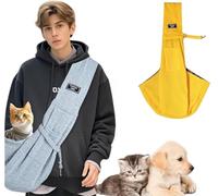 Sac de transport portable de grande capacité avec sac de rangement, sac à bandoulière pour chat et chien, convient pour les chiots de 0 à 7,3 kg, petits chiens et chats (jaune)