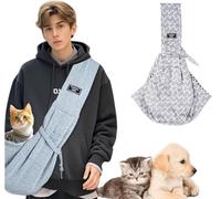 Sac de transport portable de grande capacité avec sac de rangement, sac à bandoulière pour chat et chien, convient pour les chiots de 0 à 7,3 kg, petits chiens et chats en plein air (motif vague)