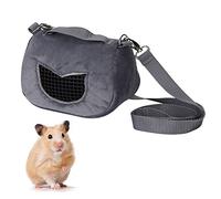 Sac de Transport Portable et Respirant en Flanelle Grise pour Petits Animaux, cochons d'Inde, écureuils, Chinchillas, etc. (Large 15x10x10cm/ 5.91x3.94in)