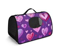 Sac de transport pour animal de compagnie, motif d'amour violet, sac à main fonctionnel pour animal domestique, coussin en maille respirante, sac de voyage portable pour chat et petit chien