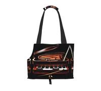 Sac de transport pour animal domestique avec piano, violon, notes de musique, chats, chiens, confortable, pliable, sac de transport pour animal domestique