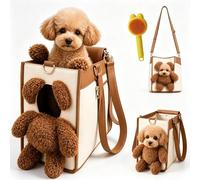 Sac de Transport pour Animaux Ours en Peluche, Sac Multifonction 2-en-1 avec Oreilles en Fourrure et fenêtre d'observation pour promenades et Courses (M)