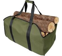 Sac de transport pour bois de chauffage en tissu Oxford imperméable - Vert | Sac à bois de chauffage pliable et résistant à la déchirure avec poignée rembourrée - Sac pour cheminée, jardin, camping
