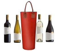 Sac de transport pour bouteille de vin en feutre | Étui de transport réutilisable pour bouteille de vin, champagne pour fête, voyage, pique-nique, dîner, mariage, Rouge, 1 count (Pack of 1), Unisexe
