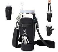 Sac De Transport pour Bouteille d'eau pour Stanley Cup 40oz, avec Compartiment pour Téléphone Portable Et Bandoulière Réglable Convient pour La Randonnée, La Course à Pied, Le (Noir, Medium)