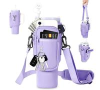Sac De Transport pour Bouteille d'eau pour Stanley Cup 40oz, avec Compartiment pour Téléphone Portable Et Bandoulière Réglable Convient pour La Randonnée, La Course à Pied, Le (Violet, Medium)