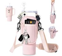 Sac De Transport pour Bouteille d'eau pour Stanley Cup 40oz, avec Compartiment pour Téléphone Portable Et Bandoulière Réglable Convient pour La Randonnée, La Course à Pied, Le (Rose, Medium)