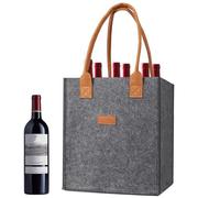 Sac de transport pour bouteilles de vin, en feutre, sac pour bouteille de vin de voyage, avec 6 compartiments, étui pour bouteille de vin, sac à bière, panier à bouteilles pour camping, pique-nique et