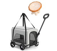 Sac De Transport pour Chat à roulettes, Sac De Transport Amovible avec Bol Et Tapis, Chariot RéTractable Et Pivotant, Parfait pour Voyager en Voiture, en Train Ou en Avion (Gray)