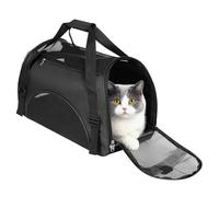 Sac de Transport pour Chat Chien Caisse de Transport Respirant et Pliable Sac à Bandoulière Portable avec Coussin Réglable Sacoche de Voyage Chat Chien Amovible en Avion Voitrure Train