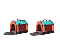 Sac de Transport pour Chat Souple Ventilé Anti-Fugue Poids Léger et Platable pour Intérieur/Extérieur pour Chiens jusqu'à 15kg(Blue-Orange 2 pcs)