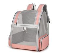 Sac de Transport pour Chats Petits Chiens 7.5kg, Sac à Dos en Filet Respirant pour Petit Animaux, Pliable Spacieux avec Matelas en Peluche Amovible, Panier pour Voyage on Train Voiture Avion (Rose)