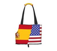 Sac de transport pour chien et chat avec drapeau espagnol américain - Sac de transport pour animal domestique - Convient pour les chiots et les petits chats en plein air - Noir