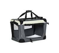 PawHut Panier de Transport Caisse de Transport pour Animal de Compagnie Sac à Main Pliable et Portable Ouverture supérieure Tissu en Maille Respirant Gris Noir
