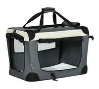 Sac de transport pour chien et chat pliable - poignée, 3 entrées zippées, poche - coussin amovible inclus - acier oxford polyester gris noir Noir G