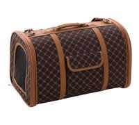 Sac de Transport Chat - Chien - Flamingo Chloe 2 Brun - 45×26×26 cm - Similicuir - Cadre renforcé - Fond Amovible - Sangle sécurité - poignées & bandoulière - Pieds - Poches