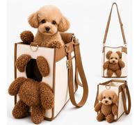 Sac de transport pour chien - Motif ours en peluche - Sac à bandoulière mignon pour chiots - Marron : S