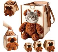 Sac de Transport pour Chien Motif Ours en Peluche - Sac à Main de Transport Multifonction 2-en-1 en Forme d'ours - Sac de Voyage Souple pour Chiots (M)