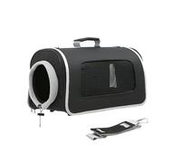 Sac de Transport pour Chien Souple Ventilé avec bandoulière Anti-Fugue Poids Léger et Platable Étanche pour Intérieur/Extérieur(Black,Large)