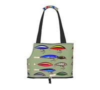 Sac de transport pour chiens de petite taille avec motif de leurre de pêche, pour petits chiens, chats et lapins