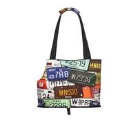 Sac de transport pour chiens de petite taille, chats et lapins avec impression de plaque d'immatriculation