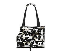 Sac de transport pour chiens de petite taille - Motif triangle - Noir/blanc et doré