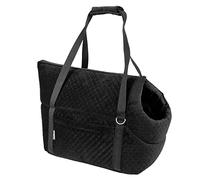 Sac de transport pour chiens et chats | Sac à bandoulière pour animaux de compagnie avec élastique et mousqueton | jusqu'à 15 kg | Matériau : daim synthétique - Velvet | Taille L | Couleur : noir