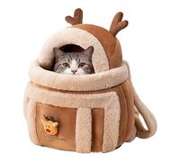 Sac de transport pour chiens - Sac à dos en peluche en forme d'élan pour animaux de compagnie - Sac à dos confortable d'extérieur pour chatons, voyage, randonnée, avion, camping, intérieur, hiver