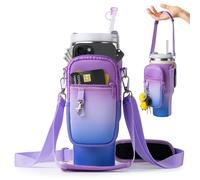 Sac de transport pour gobelet Stanley de 124/887,4 ml avec poche pour téléphone, porte-bouteille d'eau avec 2 sangles réglables et housse de paille, porte-gobelet en néoprène pour accessoires de tasse