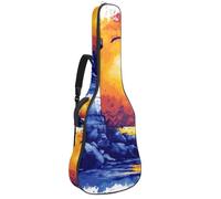 Sac de transport pour guitare acoustique aquarelle avec motif floral naturel et papillon rose, rembourrage de 1 cm d'épaisseur, sac à dos étanche avec double bandoulière réglable pour guitare de 101,6