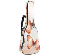 Sac de transport pour guitare acoustique aquarelle avec motif floral naturel et papillon rose, rembourrage de 1 cm d'épaisseur, sac à dos étanche avec double bandoulière réglable pour guitare de 101,6