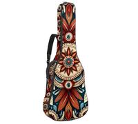 Sac de transport pour guitare acoustique avec deux poches, art rétro amérindien filigrane résistant à l'eau double bandoulière réglable, Art rétro amérindien filigrane, 42.9x16.9x4.7 in, Élégant