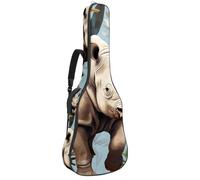 Sac de transport pour guitare acoustique avec deux poches, belles fleurs avec Rhino 71, résistant à l'eau, double bandoulière réglable, Belles fleurs avec rhinocéros, 42.9x16.9x4.7 in, Élégant