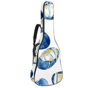 Sac de transport pour guitare acoustique avec deux poches, bleu aquarelle ballon de rugby 67, résistant à l'eau, double bandoulière réglable, Ballon de rugby aquarelle bleu, 42.9x16.9x4.7 in, Élégant