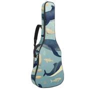 Sac de transport pour guitare acoustique avec deux poches, bleu baleine sous-marine, résistant à l'eau, double bandoulière réglable, Blue Whale Undersea World, 42.9x16.9x4.7 in, Élégant