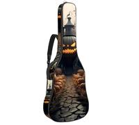 Sac de transport pour guitare acoustique avec deux poches, château de citrouille d'Halloween, résistant à l'eau, double bandoulière réglable, Château de citrouille d'Halloween, 42.9x16.9x4.7 in,