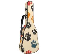 Sac de transport pour guitare acoustique avec deux poches, couleur patte de chien Corgi résistant à l'eau, double bandoulière réglable, Patte de chien Color Corgi, 42.9x16.9x4.7 in, Élégant