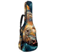 Sac de transport pour guitare acoustique avec deux poches, couleur rhinocéros peinture à l'huile 29 résistant à l'eau double bandoulière réglable, Peinture à l'huile Color Rhino, 42.9x16.9x4.7 in,