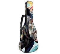 Sac de transport pour guitare acoustique avec deux poches, couleur rhinocéros, peinture à l'huile, résistant à l'eau 77, double bandoulière réglable, Rhino Colors Peinture à l'huile, 42.9x16.9x4.7 in,