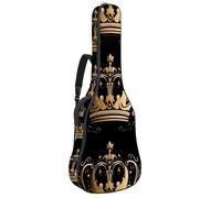 Sac de transport pour guitare acoustique avec deux poches, couronne royale dorée résistante à l'eau double bandoulière réglable, Couronne royale dorée, 42.9x16.9x4.7 in, Élégant