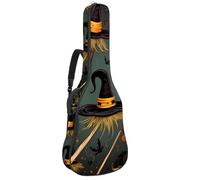 Sac de transport pour guitare acoustique avec deux poches, décoration d'Halloween pour balai, résistant à l'eau à 35°, double bandoulière réglable, Décoration de balai d'Halloween, 42.9x16.9x4.7 in,