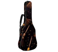 Sac de transport pour guitare acoustique avec deux poches, décoration d'Halloween pour balai, résistant à l'eau, double bandoulière réglable, Décoration de balai d'Halloween, 42.9x16.9x4.7 in, Élégant