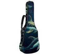 Sac de transport pour guitare acoustique avec deux poches, esthétique, baleine de mer profonde, résistant à l'eau, double bandoulière réglable, Baleine de haute mer esthétique, 42.9x16.9x4.7 in,