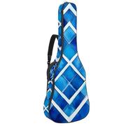 Sac de transport pour guitare acoustique avec deux poches, imprimé mosaïque aquarelle bleue, résistant à l'eau, double bandoulière réglable, Imprimé mosaïque aquarelle bleue, 42.9x16.9x4.7 in, Élégant