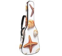Sac de transport pour guitare acoustique avec deux poches, mer, océan, plage, coquillages, étoile de mer, résistant à l'eau, double bandoulière réglable, Sea Ocean Beach Shells Étoile de mer,