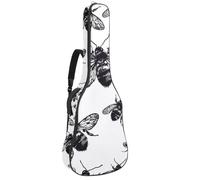 Sac de transport pour guitare acoustique avec deux poches, mini sac de transport noir et blanc, résistant à l'eau, double bandoulière réglable, Mini abeille noire et blanche, 42.9x16.9x4.7 in, Élégant
