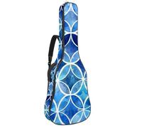 Sac de transport pour guitare acoustique avec deux poches, mosaïque aquarelle cercle bleu résistant à l'eau double bandoulière réglable, Cercle bleu mosaïque aquarelle, 42.9x16.9x4.7 in, Élégant