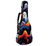 Sac de transport pour guitare acoustique avec deux poches, motif artistique coloré Halloween Boo 42, résistant à l'eau, double bandoulière réglable, Art Colorful Halloween Boo, 42.9x16.9x4.7 in,